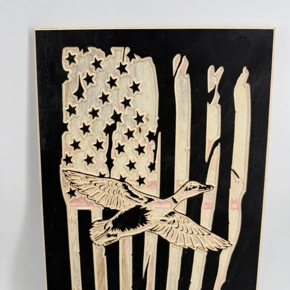 Duck American Flag Laser Cut/Engraved Wooden US‎ Handmade 18